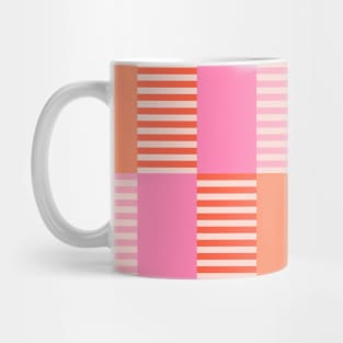 Pink and Orange Geometric Stripes Colour Block Mug